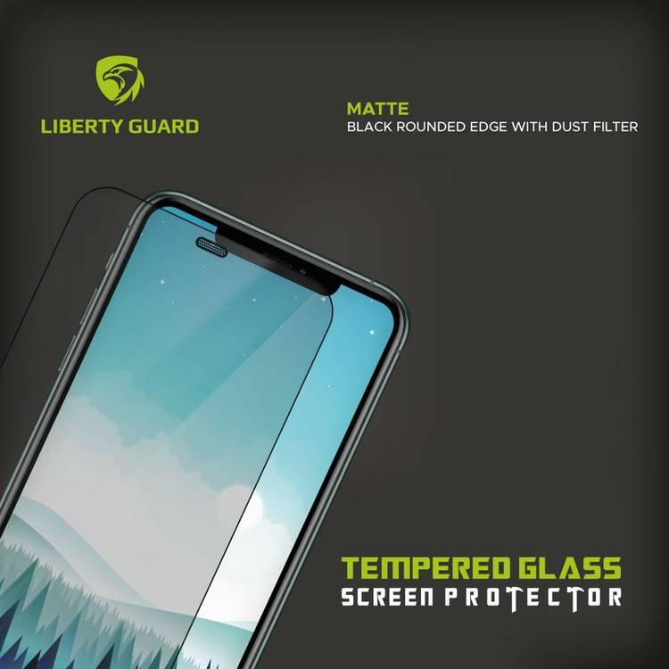 Liberty Guard LGMATDFBRE11PXS 2.5D Matte Full Cover Rounded Edge with Dust Filter Screen Protector for iPhone 11 Pro, Anti Shock & Anti Impact - Black