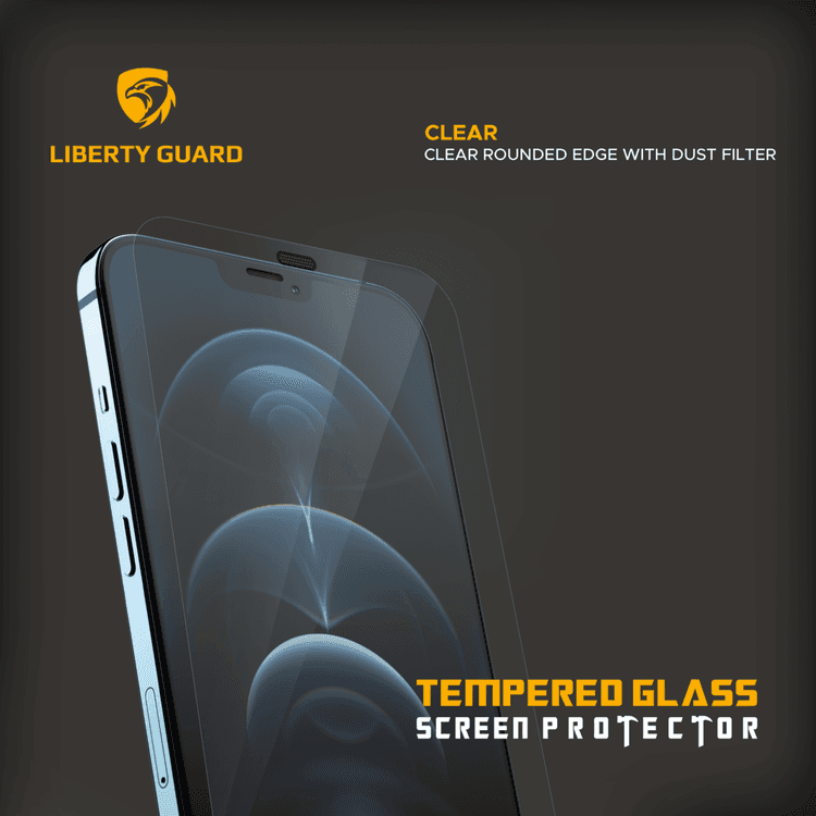 Liberty Guard LGCLRDF12PM 2.5D Full Cover Rounded Edge with Dust Filter Screen Protector for iPhone 12 Pro Max, Anti Shock & Anti Impact - Clear