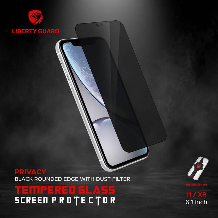 Liberty Guard LGPRVDFBRE11PXR Privacy Full Cover Black Rounded Edge With Dust Filter Screen Protector For iPhone 11, Anti Shock & Anti Impact - Black