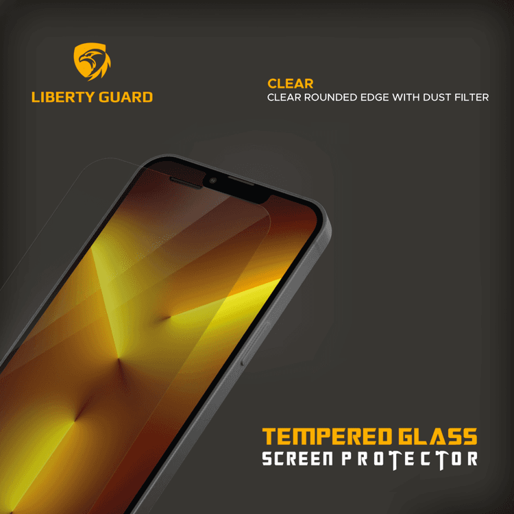 Liberty Guard LGCLRDF13PM 2.5D Full Cover Rounded Edge with Dust Filter Screen Protector for iPhone 13 Pro Max, Anti Shock & Anti Impact - Clear
