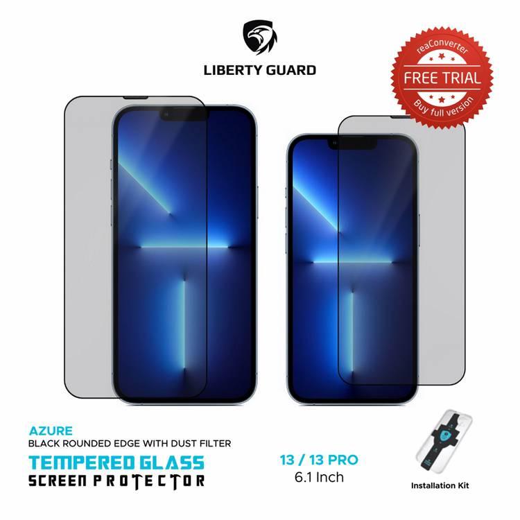 Liberty Guard LGAZUDFBRE13PRO Azure Full Cover Black Rounded Edge With Dust Filter Screen Protector For iPhone 13 Pro, Anti Shock & Anti Impact - Black