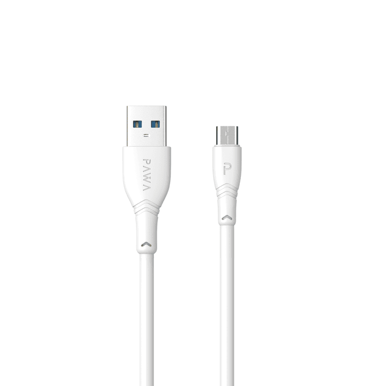 Pawa PVC 2.4A Data & Quick Charging Micro Cable 1.2M/4FT - White