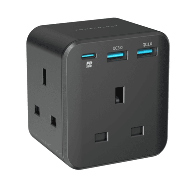Powerology PWCUQC003 3-Outlet Wall Socket With Fast Charg...