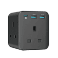Powerology PWCUQC003 3-Outlet Wall Socket With Fast Charging USB Charger can effectively protect your device away from over-voltage, over-heating, short-circuiting - Black
