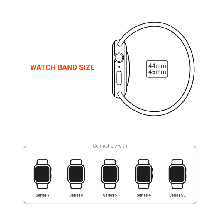 Porodo iGuard Sport Silicone Watch Band For Apple Watch 42/44/45mm - Pure Platinum / Black
