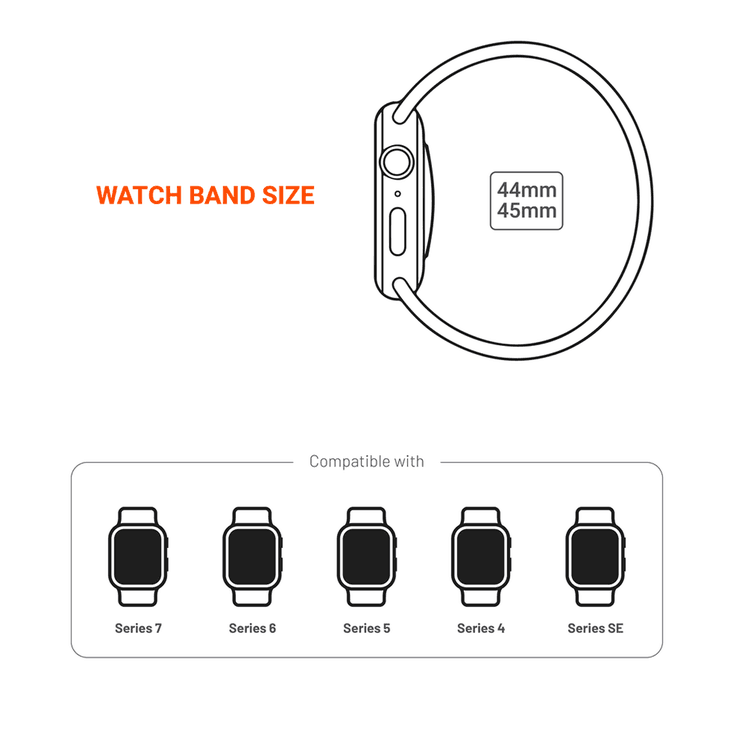 Porodo iGuard PDLEAT44-BK Adjustable Leather Loop Lightweight Stylish Watch Band For Apple Watch 42/44/45mm - Black