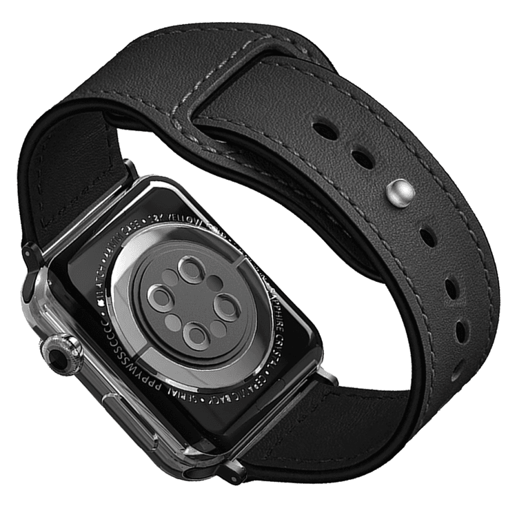 Porodo iGuard PDLEAT44-BK Adjustable Leather Loop Lightweight Stylish Watch Band For Apple Watch 42/44/45mm - Black