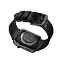 Porodo iGuard PDLEASIL44-BK Adjustable Leather + Silicone Lightweight Stylish Watch Band For Apple Watch 42/44/45mm - Black