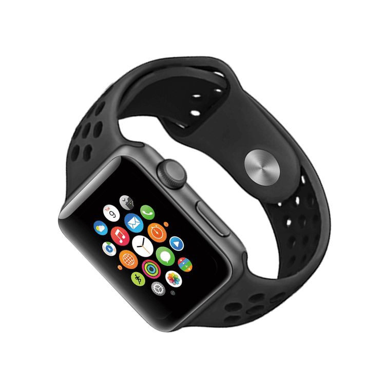 Porodo iGuard Sport Silicone Watch Band For Apple Watch 42/44/45mm - Grey / Black