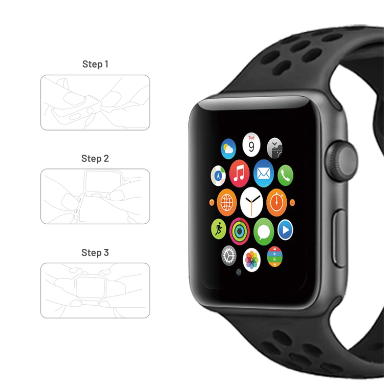 Porodo iGuard Sport Silicone Watch Band For Apple Watch 42/44/45mm - Grey / Black