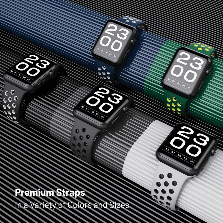 Porodo iGuard PDSILNS44-GYBK Adjustable Sport Silicone Lightweight Stylish Watch Band For Apple Watch 42/44/45mm - Grey/Black