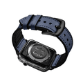 Porodo iGuard PDLEASIL44-BU Adjustable Leather + Silicone Lightweight Stylish Watch Band For Apple Watch 42/44/45mm - Blue