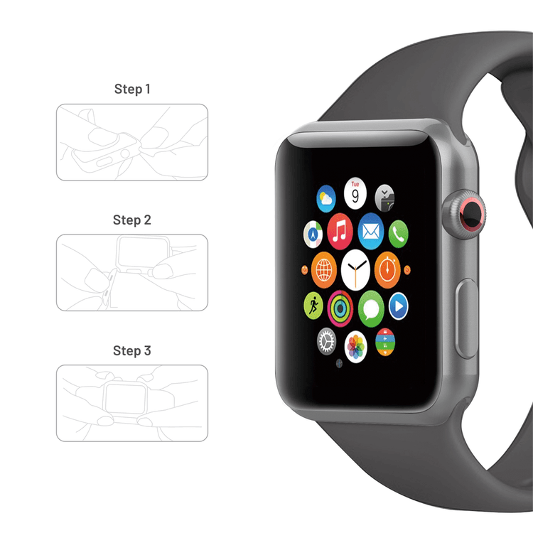 Porodo iGuard Silicone Loop Watch Band For Apple Watch 42/44/45mm - Grey