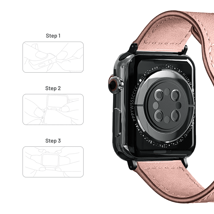 Porodo iGuard PDLEAT44-PK Adjustable Leather Loop Lightweight Stylish Watch Band For Apple Watch 42/44/45mm - Pink