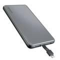 Porodo PD-PB110-GY USB & Type-C Power Bank 10000mAh with Cable Compatible for Lightning Devices - Travel-friendly Design - Slim Lightweight Portable Charger Powerbank - Gray
