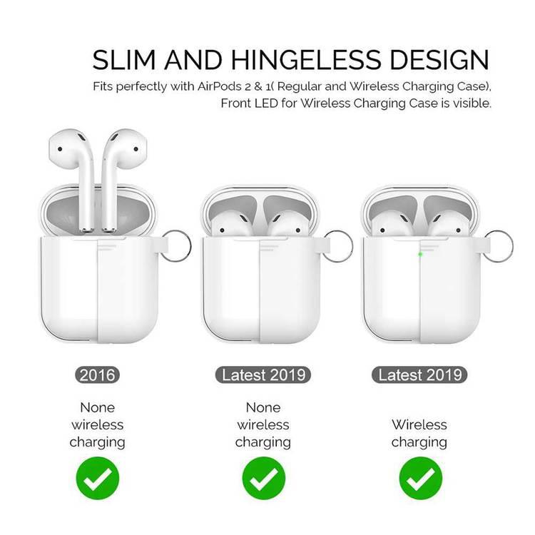 AhaStyle PT06_WE Premium Portable Keychain Silicone Case with Metal Carabiner, Anti-Scratch and Drop Shock Protection Cover Compatible for Airpods - White