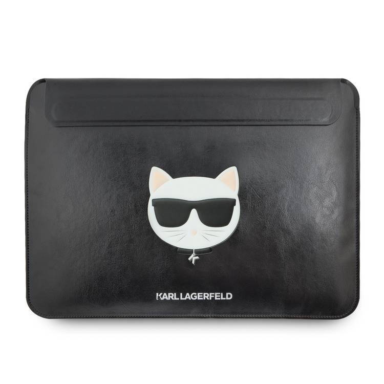 Karl Lagerfeld Saffiano Computer Sleeve with Choupette Compatible for a 16-inch notebook/tablet ,Slim Lightweight Portable Storage Bag Suitable for Outdoor - Black