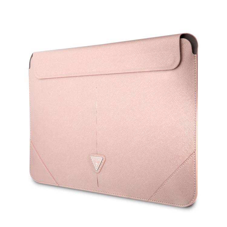 CG Mobile Guess GUCS16PSATLP Saffiano Computer Sleeve with Metal Triangle Logo 16" Protection Bag for or Macbook / Laptop up to 16 inches - Pink