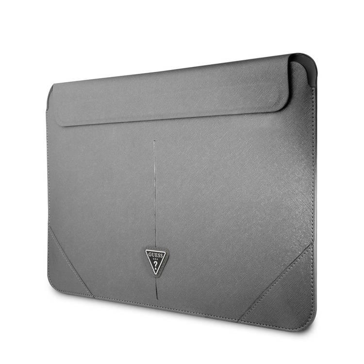 CG Mobile Guess GUCS14PSATLG Saffiano Computer Sleeve with Metal Triangle Logo 14" Protection Bag for or Macbook / Laptop up to 14 inches - Silver