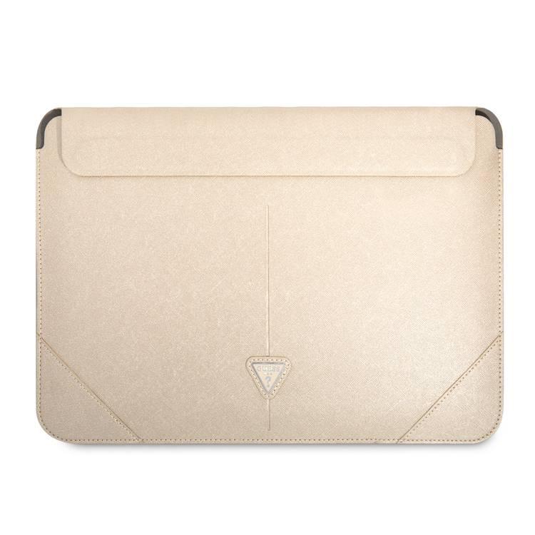 CG Mobile Guess GUCS16PSATLE Saffiano Computer Sleeve with Metal Triangle Logo 16" Protection Bag for or Macbook / Laptop up to 16 inches - Beige