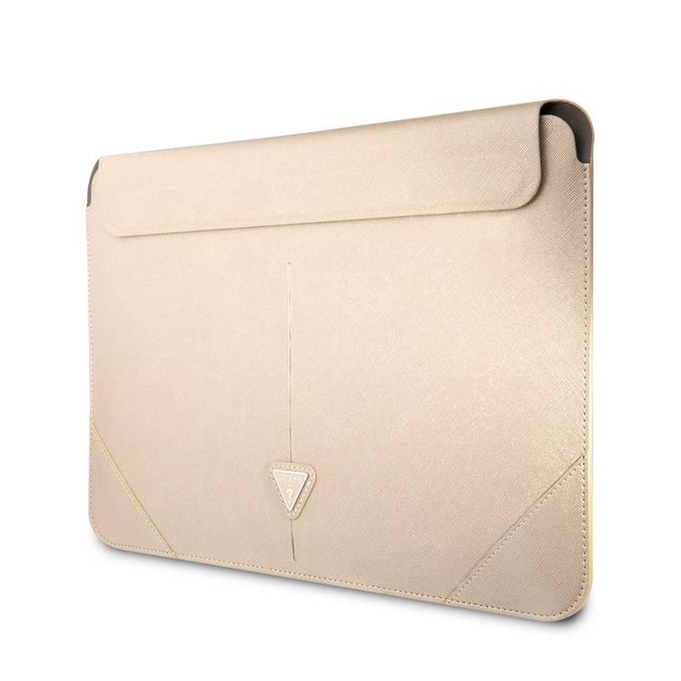 CG Mobile Guess GUCS16PSATLE Saffiano Computer Sleeve with Metal Triangle Logo 16" Protection Bag for or Macbook / Laptop up to 16 inches - Beige