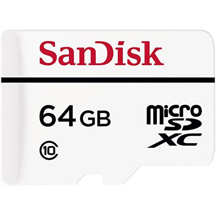 SanDisk High Endurance Video Monitoring Memory Card with Adapter 64GB (SDSDQQ-064G-G46A), White
