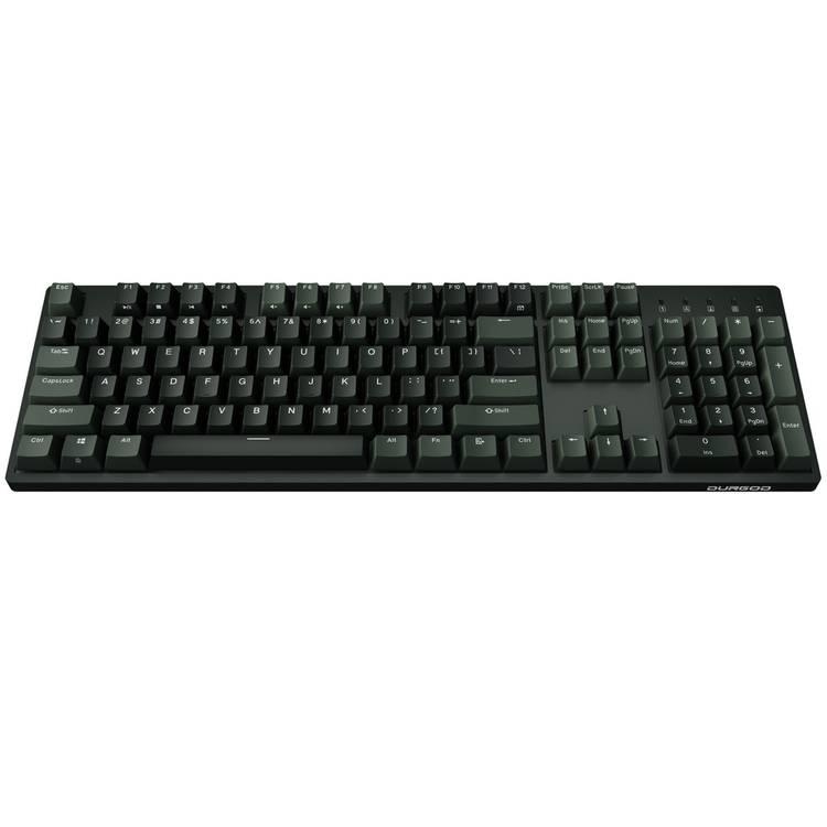 Durgod Taurus K310 Mechanical Gaming Keyboard - 104 Keys - Double Shot PBT - NKRO - USB Type C, compatibility with Mac & Windows, Red Switch - Black/Dark Green