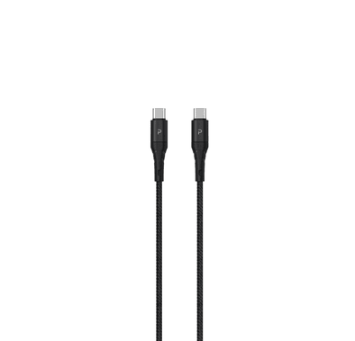 Pawa PW-12BDCTOC-BK Nylon Braided 60W Data & Quick Charging USB-C to USB-C Cable 1.2m/4ft Mostly compatible, global charger Intelligent variable flow charging technology - Black