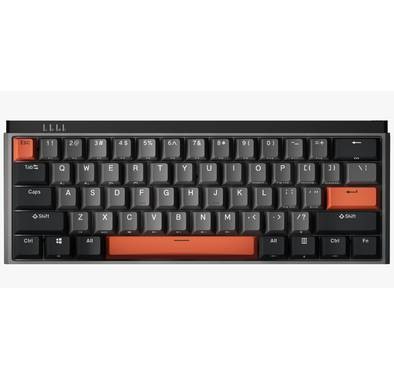 Durgod K330W Gateron Crystal Mechanical Wireless Keyboard Doubleshot PBT Profile, compatibly with Mac & Windows, Red Switch  - Black/Gray/Orange