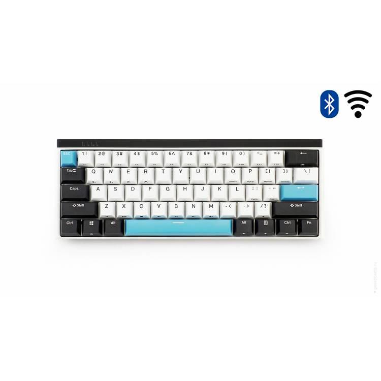 Durgod K330W Gateron Crystal Mechanical Wireless Keyboard Doubleshot PBT Profile, Bluetooth 5.0, USB Type C, compatibility with Mac & Windows , Brown Switch - Black/White/Blue