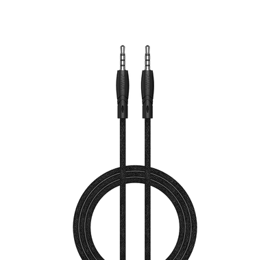 Pawa PW-12BDAUX-BK Nylon Braided 3.5mm Audio Cable 1.2m/4ft, 3.5mm male-to-male audio cable is used to directly transmit audio signals - Black