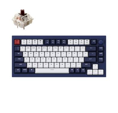 Keychron Q1 QMK Gateron G-PRO Switch Mechanical RGB Keyboard, Knob, Brown Switch and Costom Hot-swappable, Compatible with Mac & Windows - Navy Blue