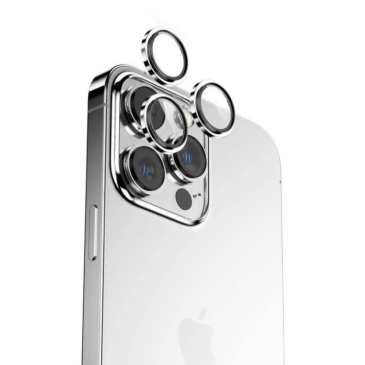جرين ليون حامي عدسة الكاميرا HD بلس أو ايفون 13 برو / برو ماكس ، مقاوم للخدش - واقي شاشة مضاد للبكتيريا مع إطار محاذاة - أزرق