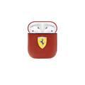 CG Mobile Ferrari FESA2LERE No Track Leather case With Metal Logo  for Airpods 1/2 Officially Licensed ,  High-Quality material , Dust Proof , Compatible with Airpods 1/2 - Red