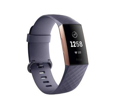 Fitbit FB409RGGY Charge 3 Fitness Wristband with Heart Rate Tracker - Rose Gold/Gray