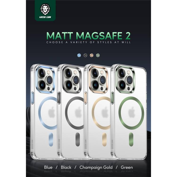 Green Lion Matt Magsafe 2 IMD Anti-Scratch Case for iPhone 13 Pro, Alloy frame, magnetic suction, transparent TPU - Blue
