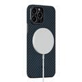 PITAKA Magnetic Phone Case for iPhone 13 Pro Max [MagEZ Case 2] MagSafe Compatible Aramid Fiber Slim Fit and Lightweight Phone Cover with 3D Grip Touch - Black / Blue