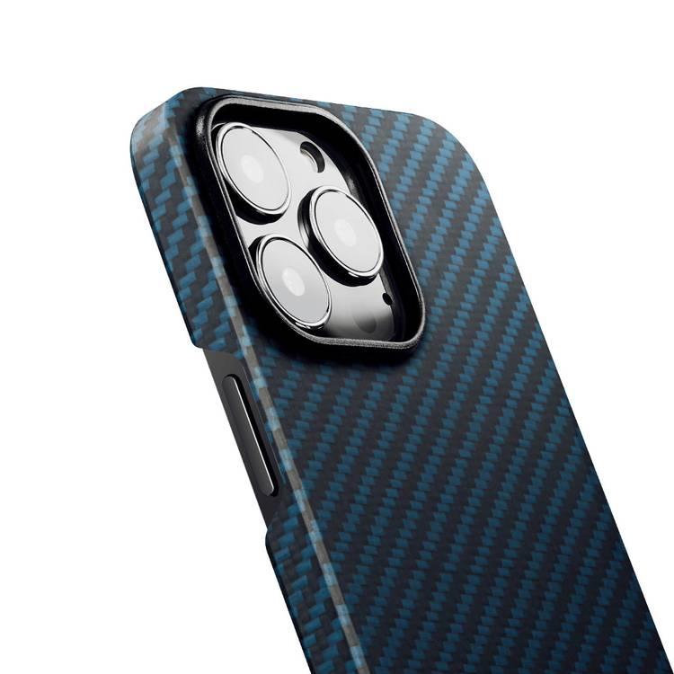 جراب هاتف مغناطيسي PITAKA لهاتف ايفون 13 برو ماكس [MagEZ Case 2] غطاء هاتف ماج سيف متوافق مع ألياف الأراميد وخفيف الوزن مع لمس ثلاثي الأبعاد - أسود / أزرق