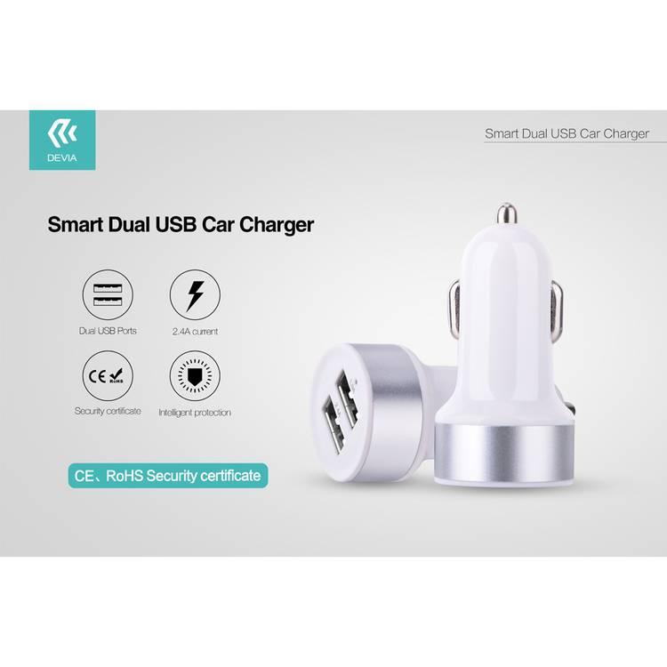 Devia Car Charger Fast Charging 2-Port USB-A Smart Series - White