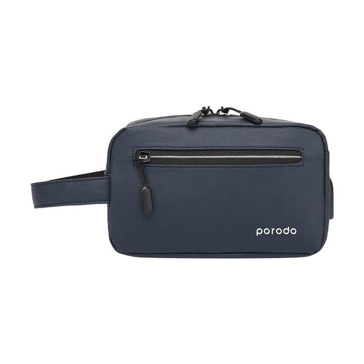 Multi-Compartment Storage Bag 8.2" Porodo Lifestyle IPX3 Water Resistant with 2A USB Charging Output - Blue