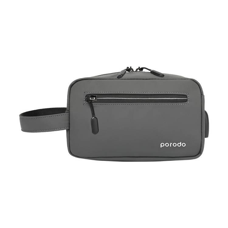 Multi-Compartment Storage Bag 8.2" Porodo Lifestyle IPX3 Water Resistant with 2A USB Charging Output - Gray