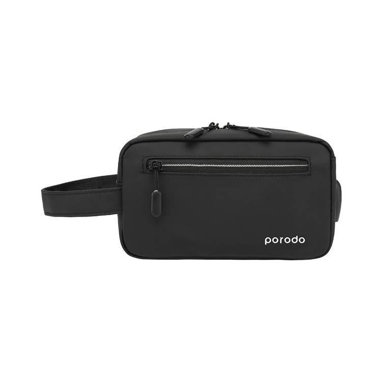 Multi-Compartment Storage Bag 8.2" Porodo Lifestyle IPX3 Water Resistant with 2A USB Charging Output - Black