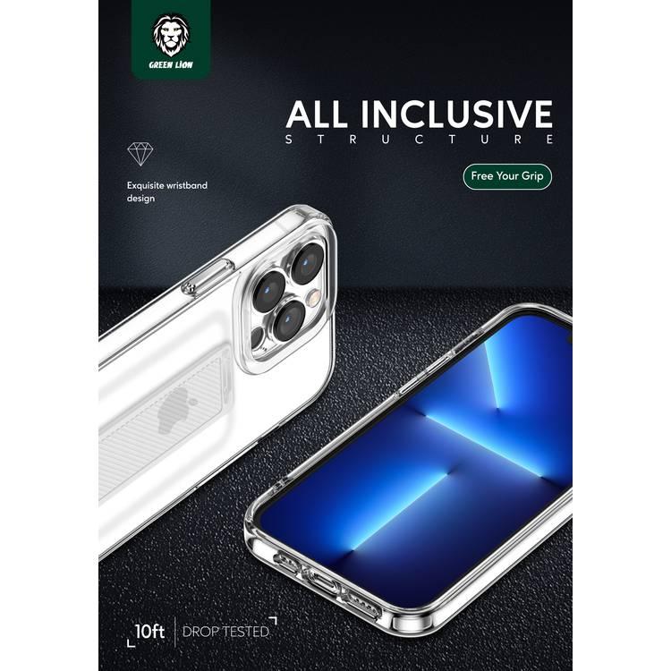 Green Lion Slim Hybrid Case with Elastic Grip Band for iPhone 13 Pro 6.1" - Clear