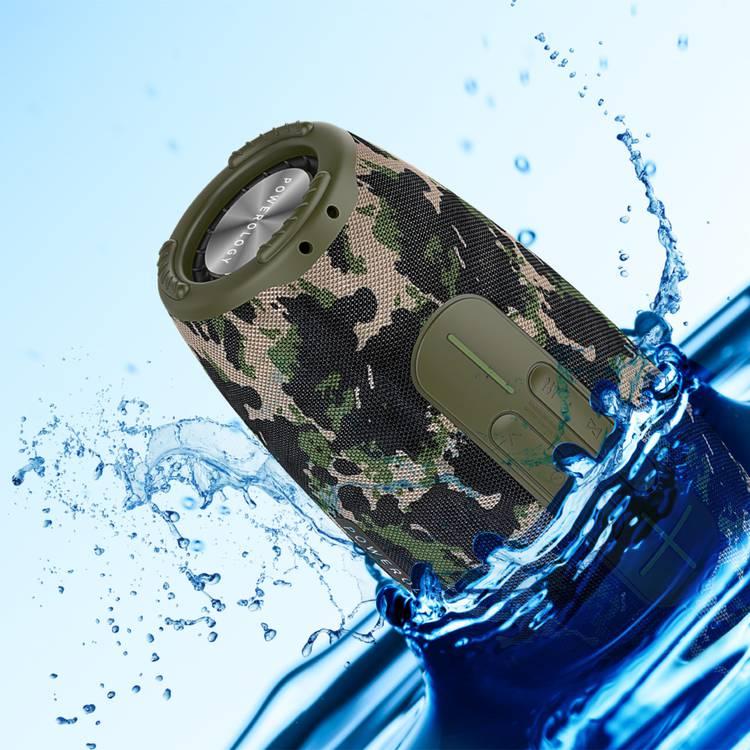 Powerology Phantom Speaker, Bluetooth 5.0, Water-Resistant, Aux Interface, 6000mAh Battery Capacity - camouflage
