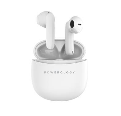 Powerology Stereo Buds Plus, Siri Activation, 4Hrs Play Time, 400mAh Battery - White
