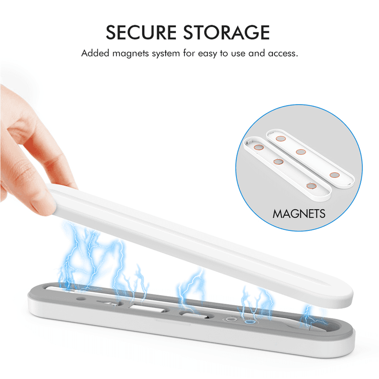 Ahastyle ABS Storage Box With Magnetic, Compatible with Apple Pencil 1&2 - White
