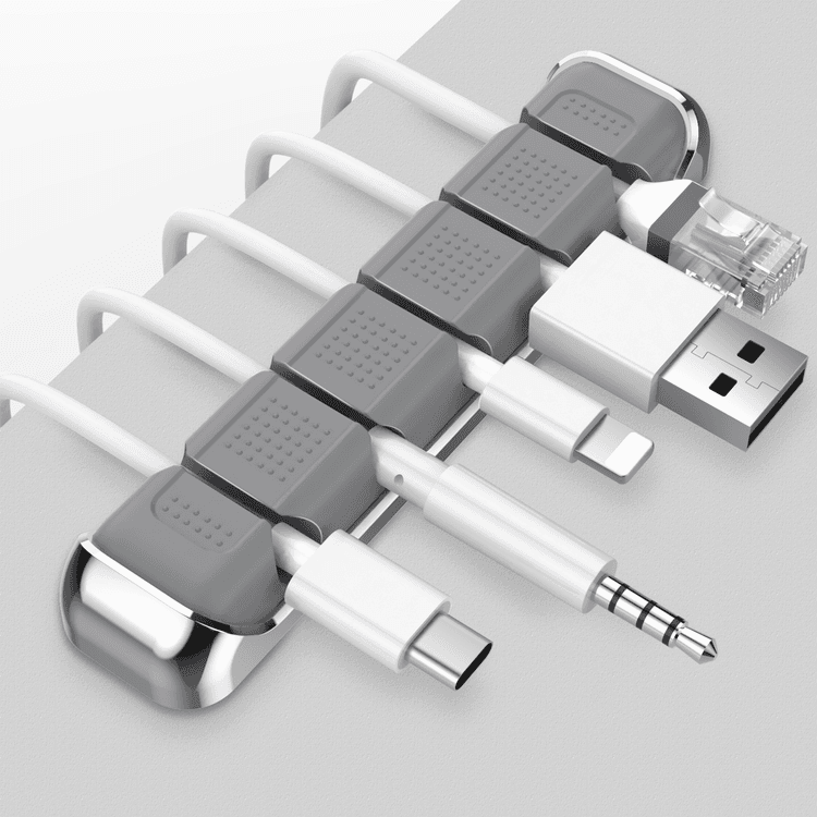 Ahastyle Aluminum Silicone Multipurpose Cable  Clips/Organizers - Grey