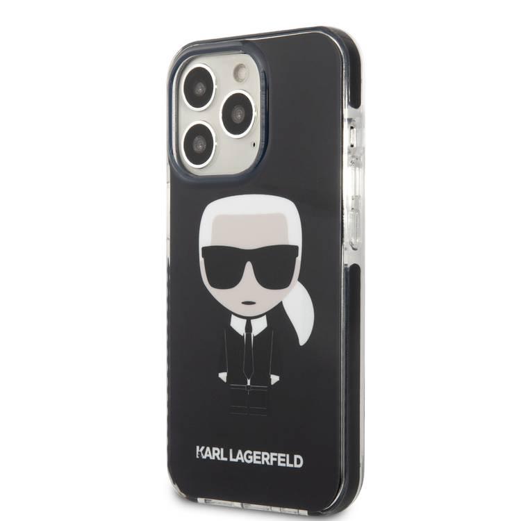 karl Lagerfeld Shockproof TPE Ikonik Case with Black Outline compatible with iPhone 13 Pro - Black