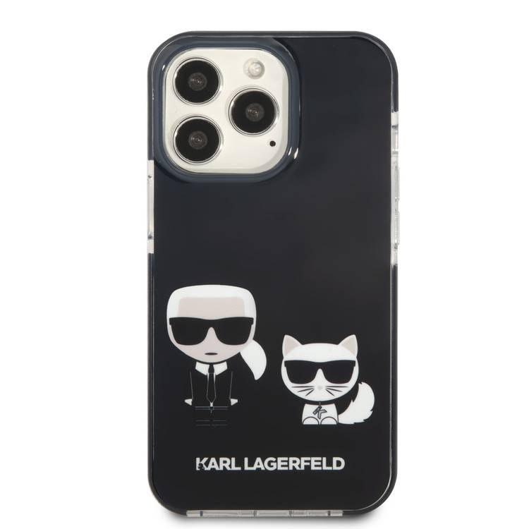 Karl Lagerfeld Shockproof TPE Karl & Choupette Case with Black Outline compatible with iPhone 13 Pro Max - Black