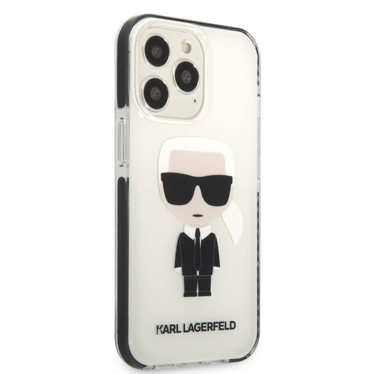 karl Lagerfeld Shockproof TPE Ikonik Case with Black Outline compatible with iPhone 13 Pro - White